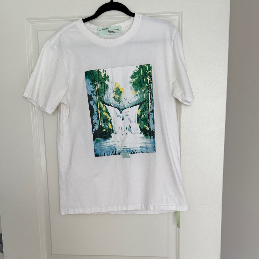 Off-White White Tee with Nature Print